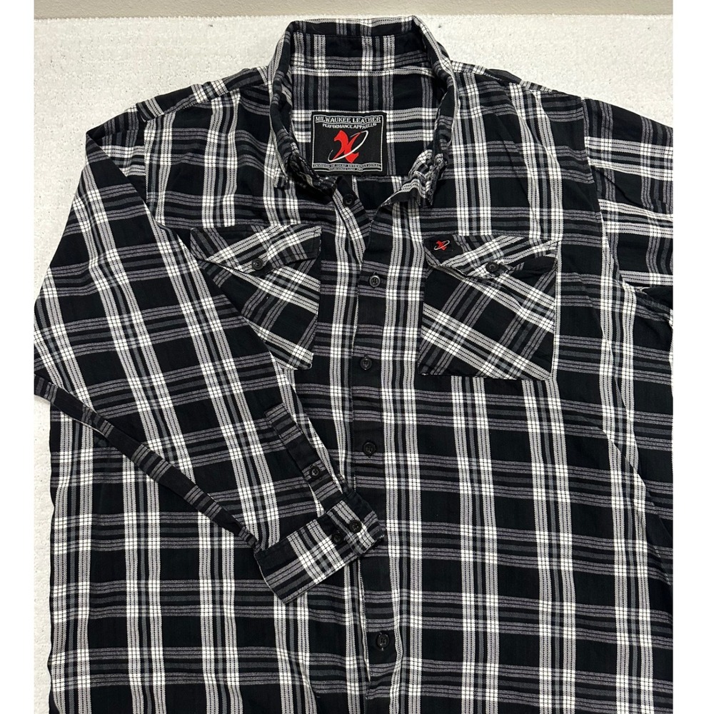 Milwaukee Leather Performance Apparel 4XL Black Plaid Long Sleeve Shirt